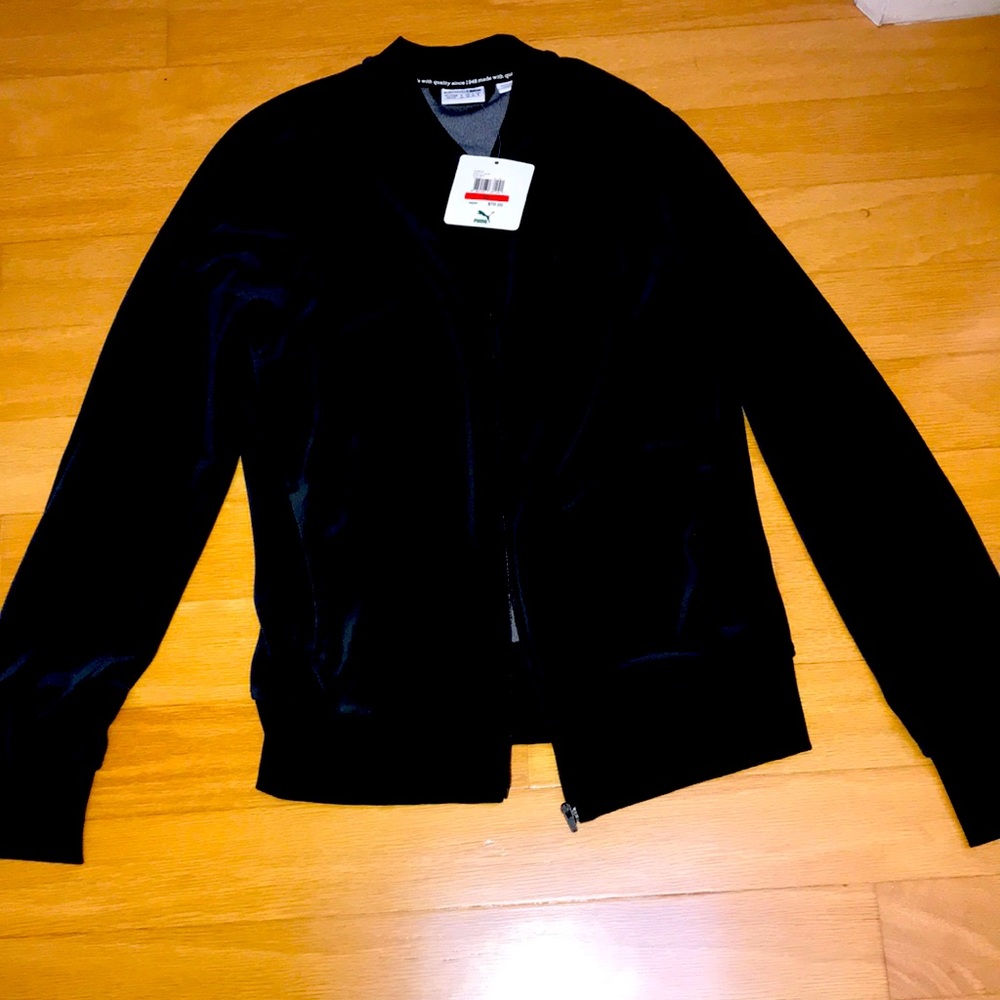 NWT PUMA Velour Black Track Jacket Vintage-Inspired w Zipper 🖤🎀